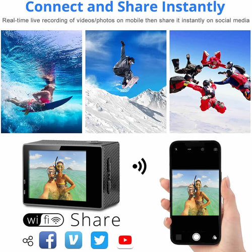 4K Ultra HD Waterproof Action Camera with WiFi & Remote