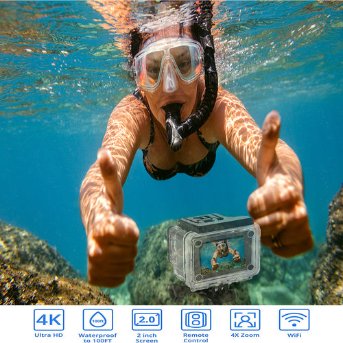 4K Ultra HD Waterproof Action Camera with WiFi & Remote
