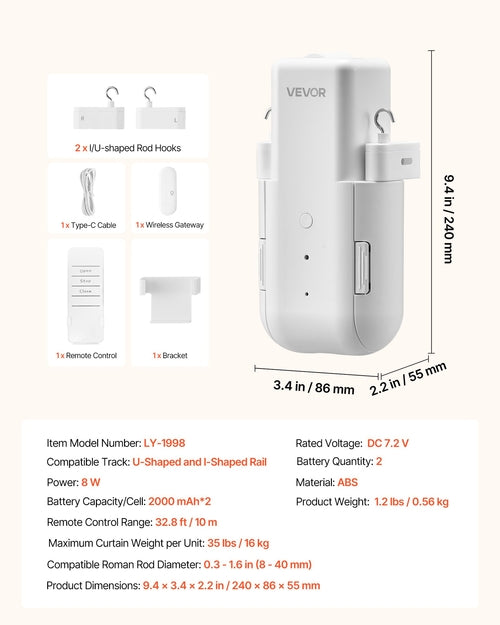 Smart Automatic Curtain Opener with App & Remote Control